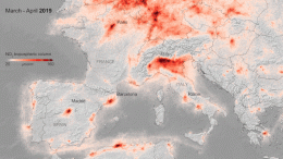 NO2 Concentrations Over Europe March April 2020