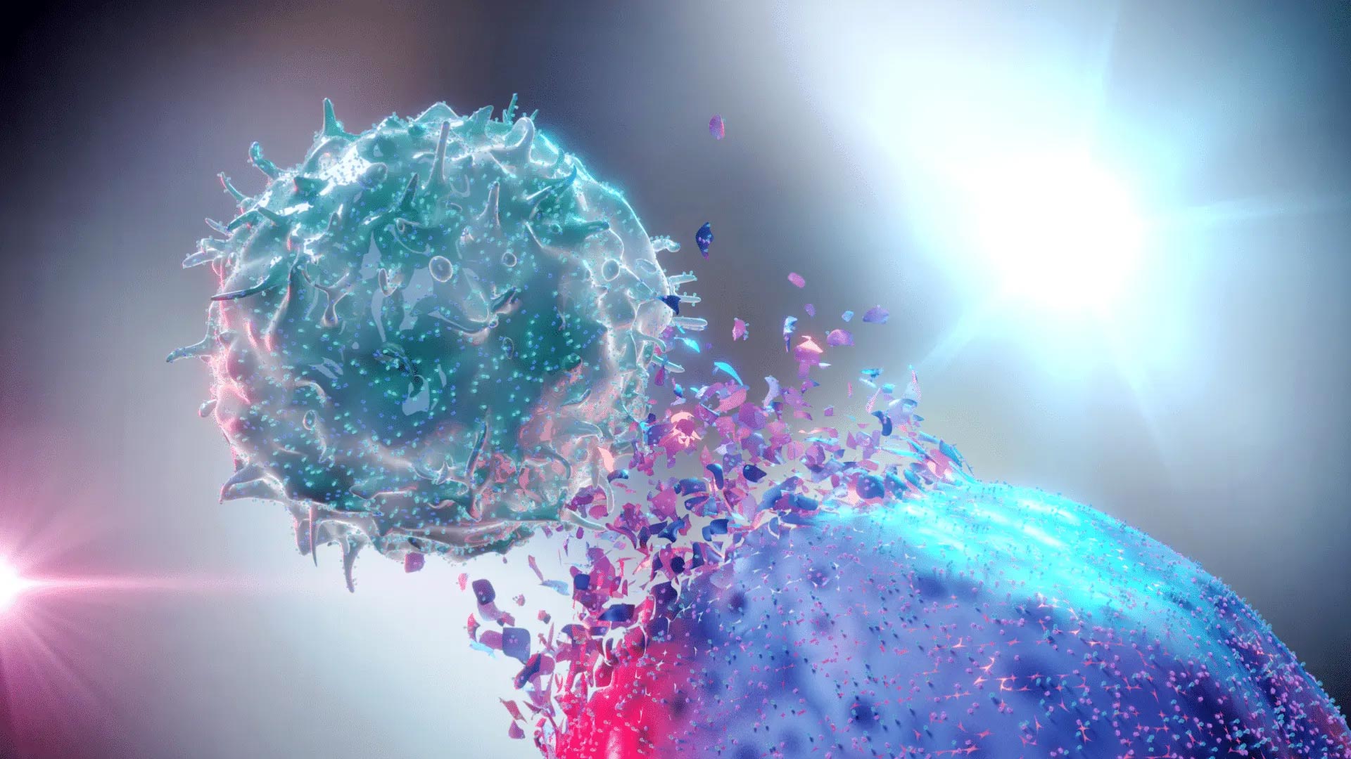 Células assassinas naturais que destroem a ilustração de células cancerígenas