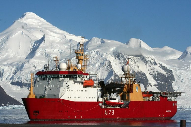 Navy Ship Protector in Antarctic Waters