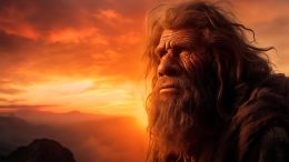 Neanderthal Caveman Close Up Art Illustration Concept