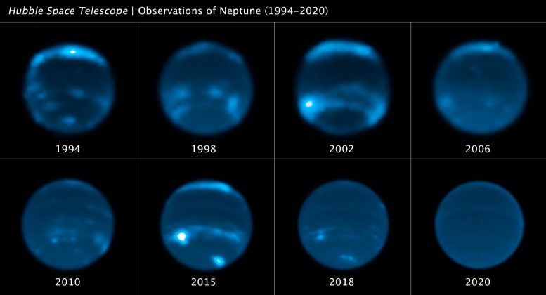 Neptune Cloud Cover Over Three Decades
