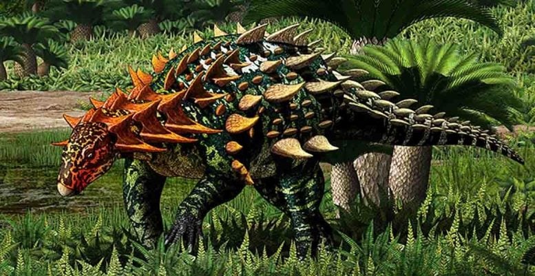 Reconstrucția noilor dinozauri blindați în Asia