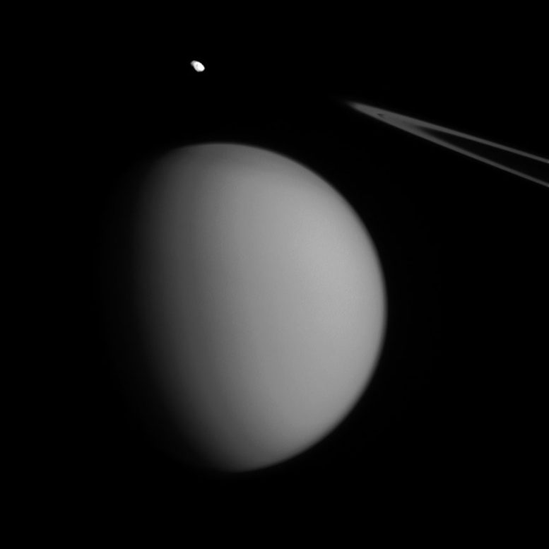 New Cassini Image Views Pandora and Titan