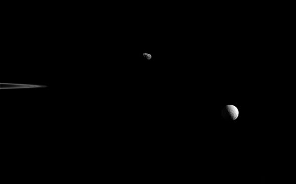 New Cassini Image of Janus and Mimas 