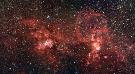 New Image Reveals Two Dramatic Star Formation Regions in the Southern Milky Way