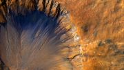 Fresh Crater Near Sirenum Fossae Region of Mars