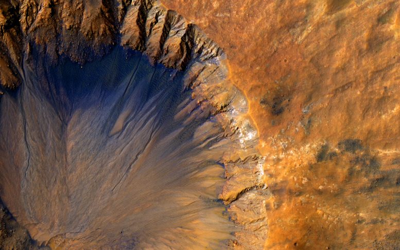 Fresh Crater Near Sirenum Fossae Region of Mars