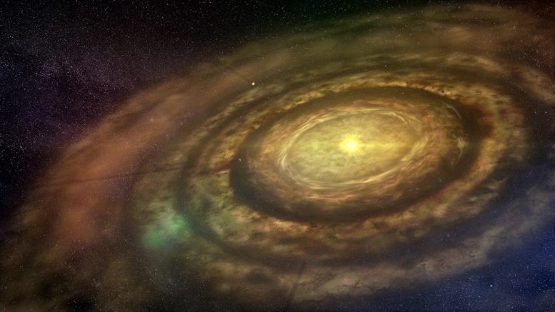 Newly Formed Star Surrounded by Swirling Protoplanetary Disk