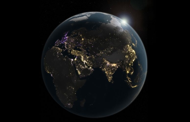 Night Time View of Earth From Space