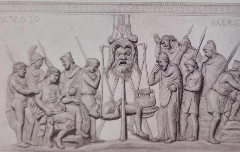 Nineteenth Century Line Drawing of Berthouville Treasure