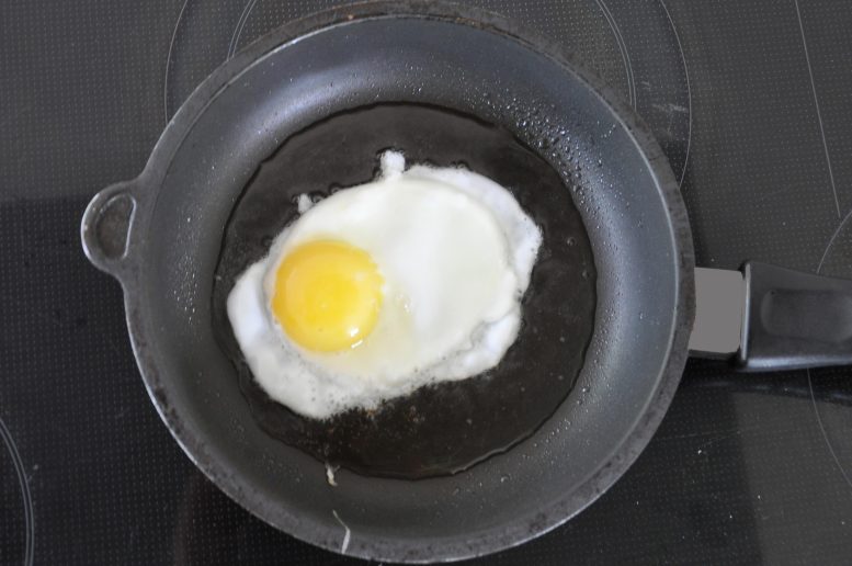 Non Stick Frying Pan With Egg Illustrates PFAS