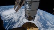 Northrop Grumman Cygnus Space Freighter Above Storm in Atlantic Ocean