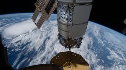 Northrop Grumman Cygnus Space Freighter Above Storm in Atlantic Ocean