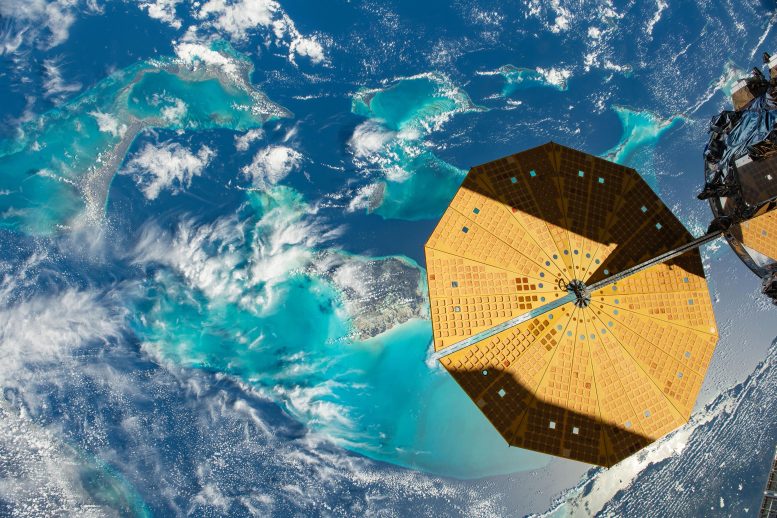 Northrop Grumman’s Cymbal-Shaped Solar Array Contrasts a Bahamas Backdrop