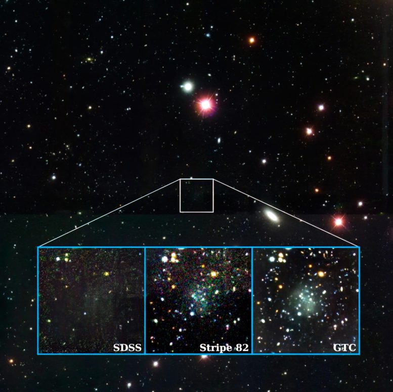 Nube Galaxy à travers différents télescopes