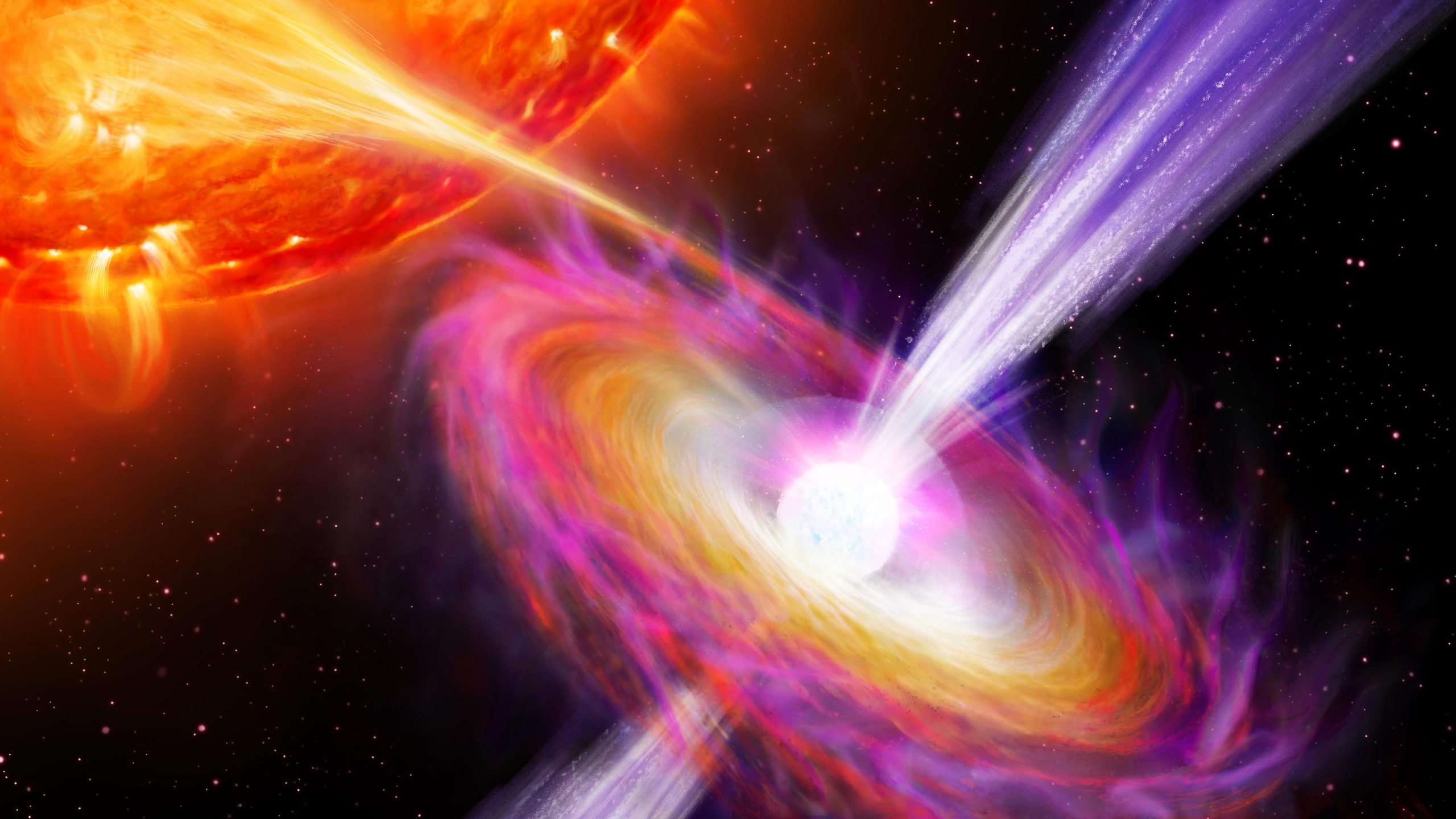 تلسکوپ فضایی انتگرال، انفجارهای هسته ای عظیمی را مشاهده می کند که جت های ستاره های نوترونی را نیرو می دهد