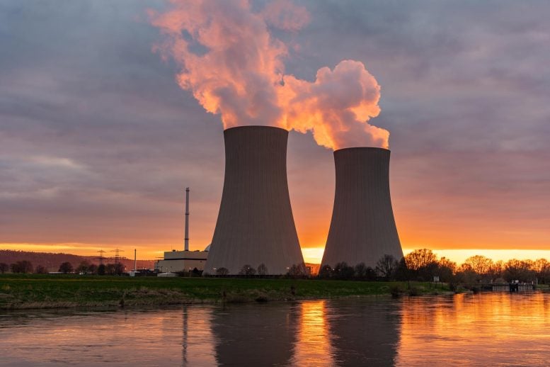 Nuclear Power Plant River Sunset