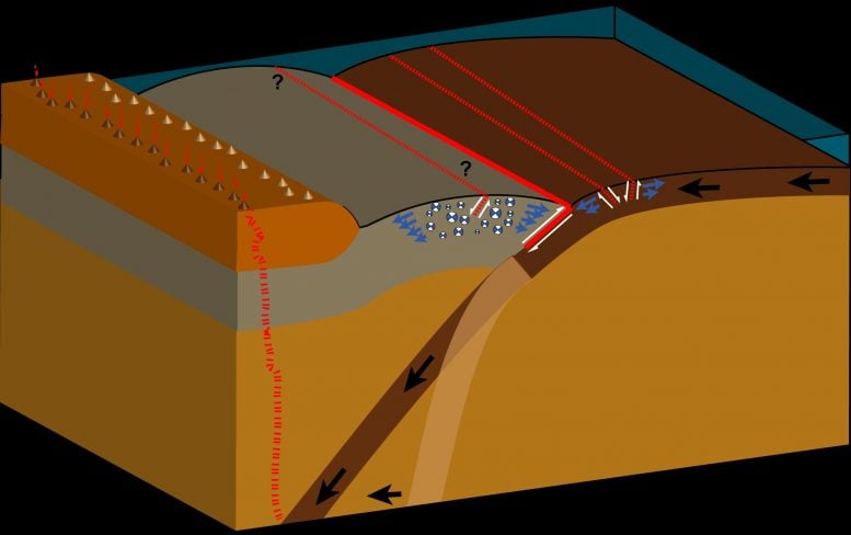 Ocean Crust Slides Under Continental Crust at a Shallow Angle