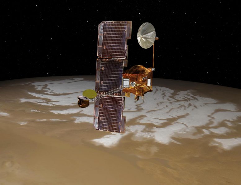 Veicolo spaziale Odissea sopra il Polo Sud di Marte