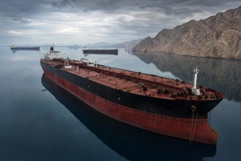 Oil Tankers Navigating Strait of Hormuz