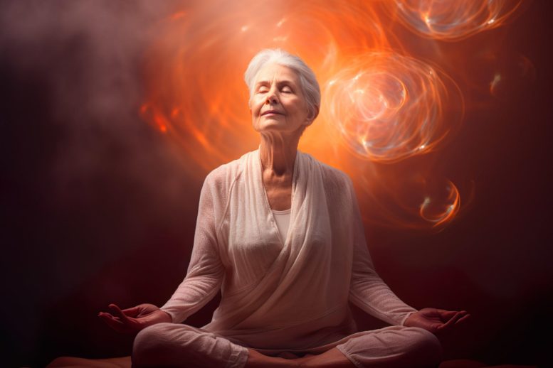 Older Woman Yoga Glowing