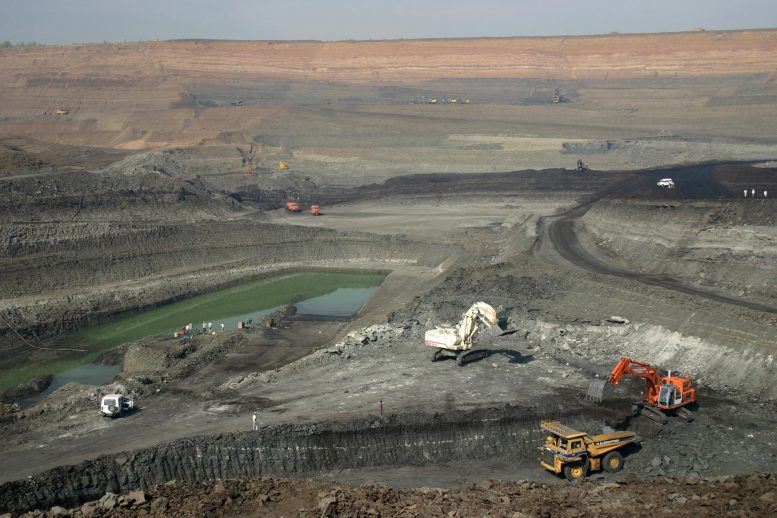 Open pit lignite mine in India
