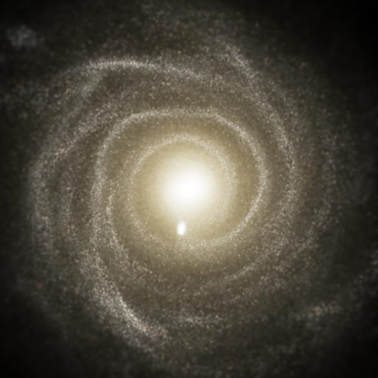 Optical Light Emitted by the Stars of a Spiral Galaxy From the TNG50 Simulation