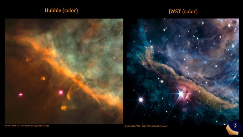 Orion Nebula JWST vs Hubble Space Telescope