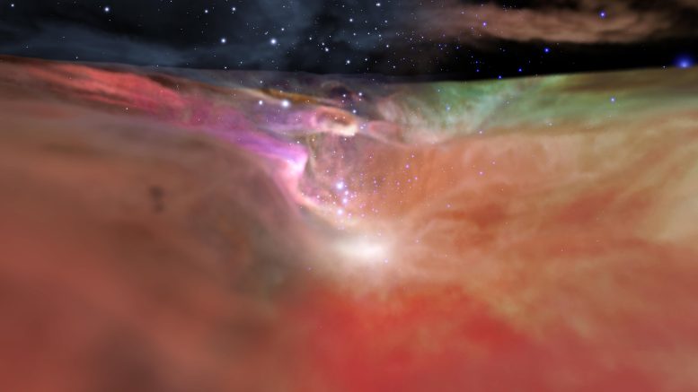 Orion Nebula in Visible and Infrared Light