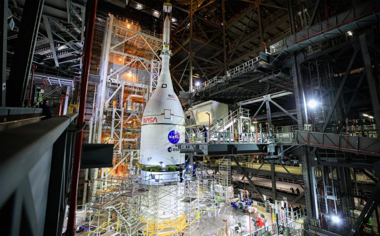 Orion Spacecraft Secured Atop SLS Rocket