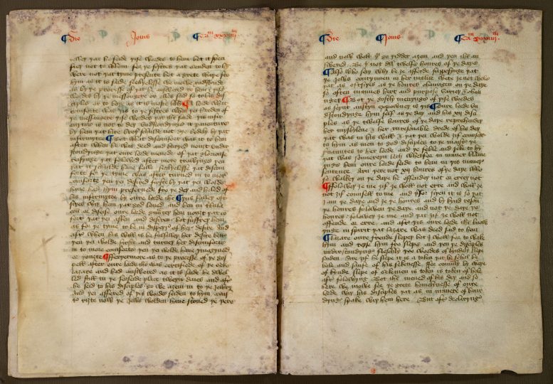 Pages 8–9 of Nicholas Love’s Medieval Manuscript