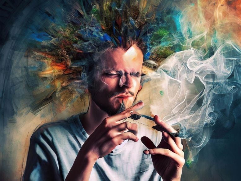 Painting Young Man Smoking Schizophrenia Mental Health