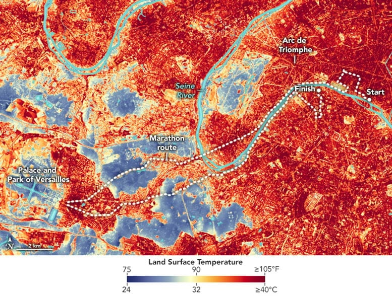 Paris Olympic Games Marathon Heat Annotated