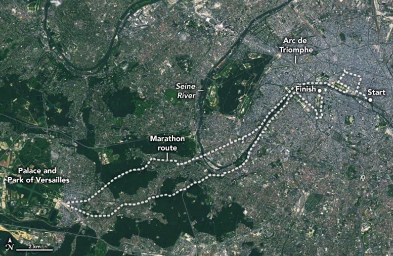 Paris Olympic Games Marathon Map Annotated