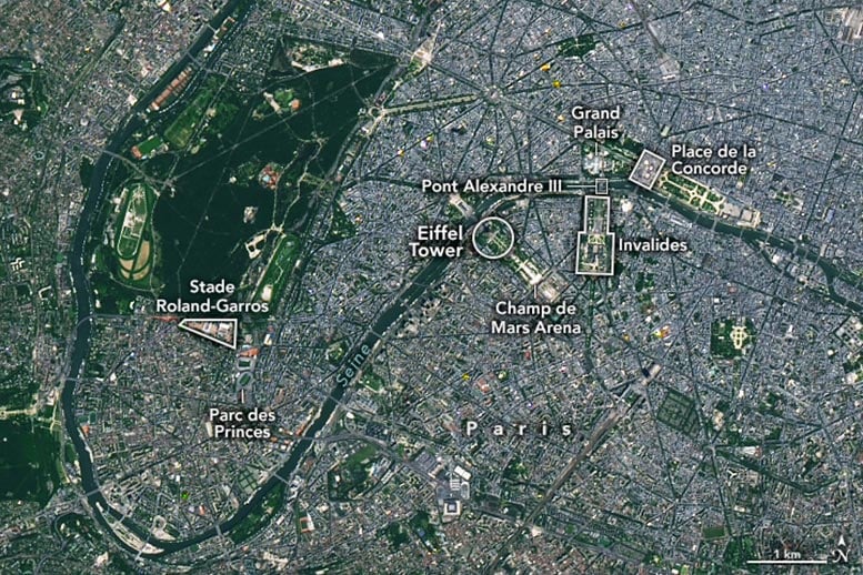 Paris Olympics From Space Annotated