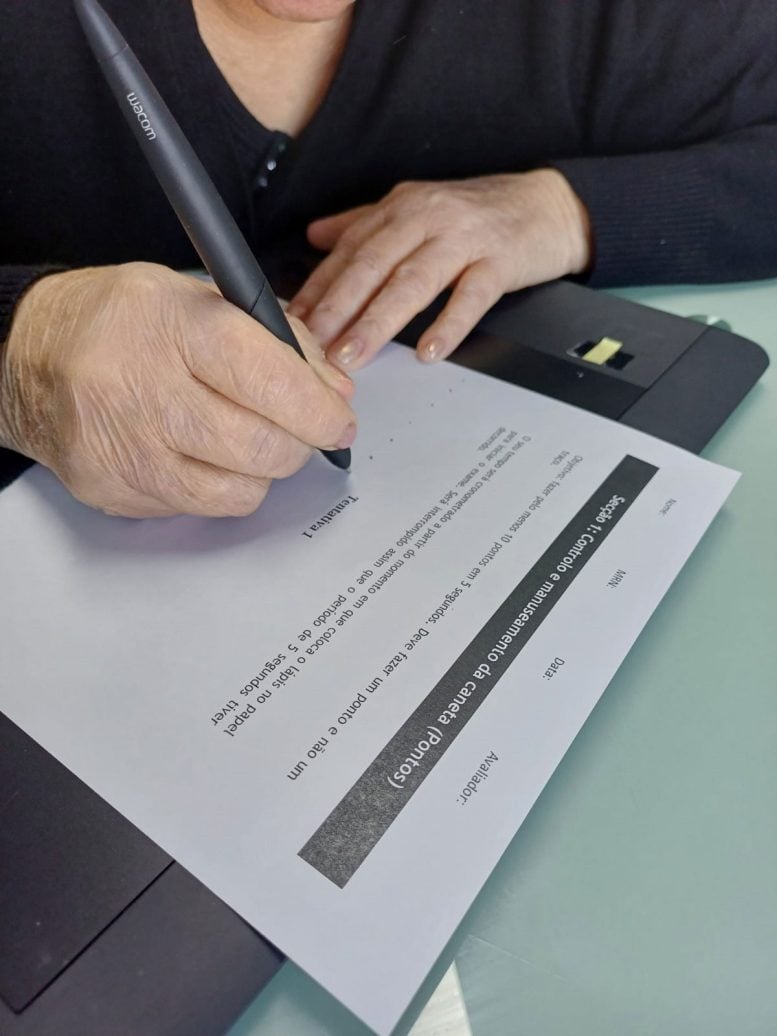 Participant Completing One of the Pen Control Tasks