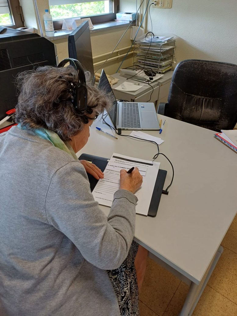 Participants Using an Inking Pen on a Digitizing Tablet