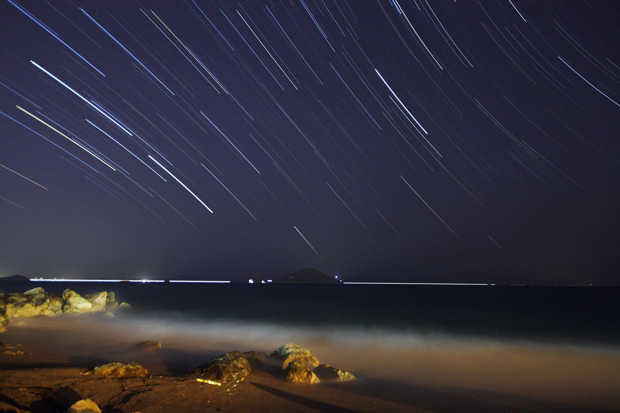 Time-lapse photo of the Perseid meteor shower