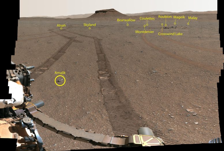 Perseverance Enhanced Color Portrait of Mars Sample Depot Annotated