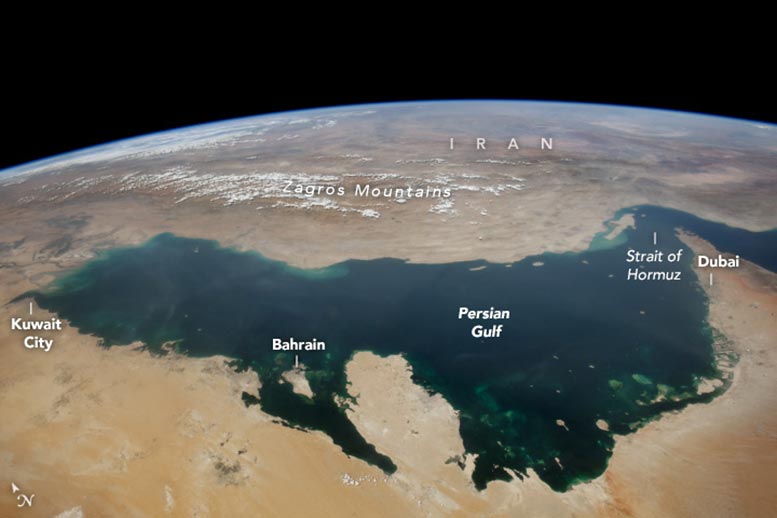 الخليج الفارسي من محطة الفضاء المشروحة