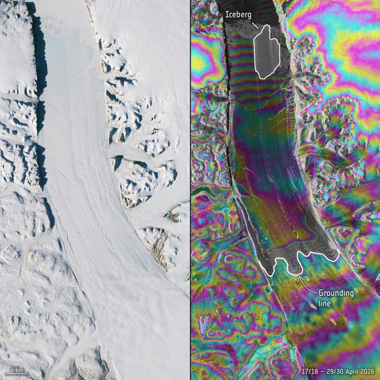 Petermann Ice Tongue Fractures Interferometry
