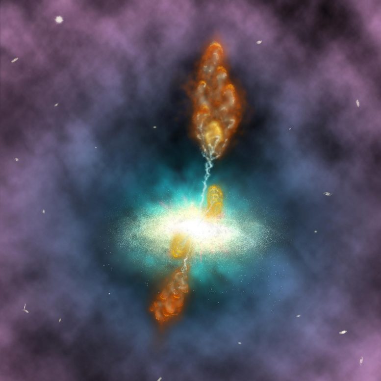 Phoenix Galaxy Cluster Jet Structures Illustration