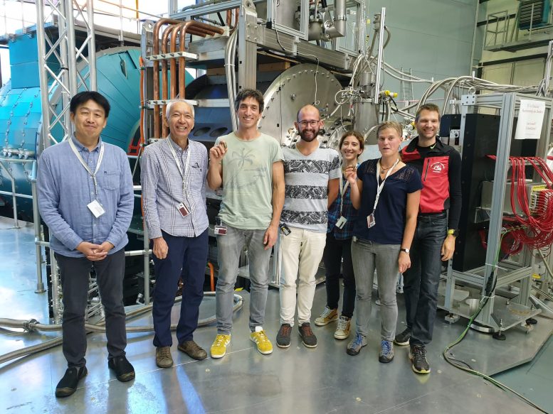 Physicists in Front of the High Field Magnet at BER II