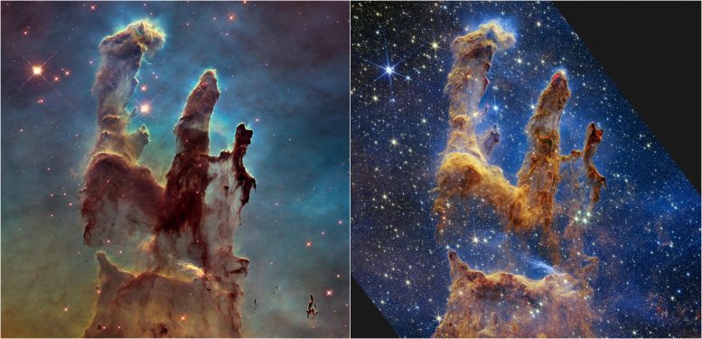 Pillars of Creation (Hubble and Webb Images)
