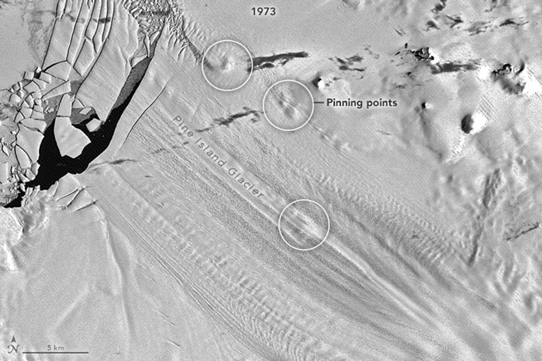 Pine Island Glacier Last Pinning Points 1973 Annotated