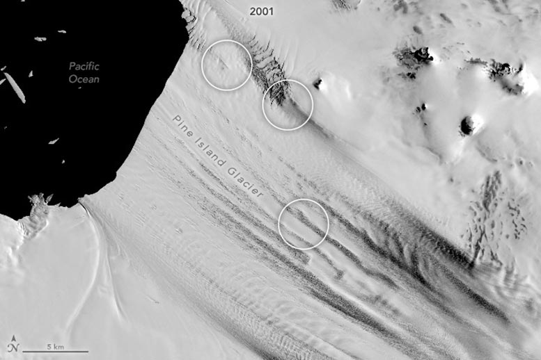 Pine Island Glacier Last Pinning Points 2001 Annotated