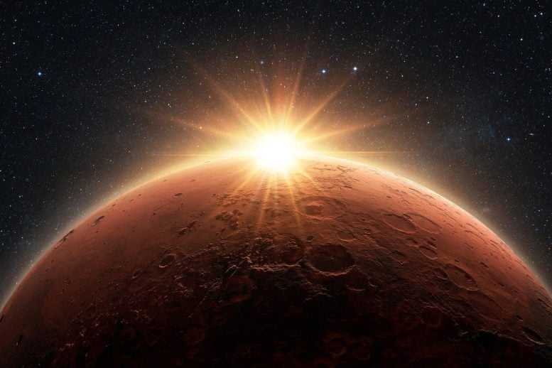 Planet Mars Sunrise Close