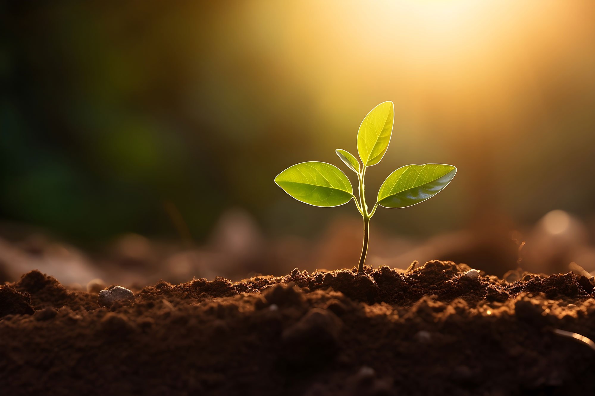 A green plant sprout growing in soil, representing plant growth and light perception