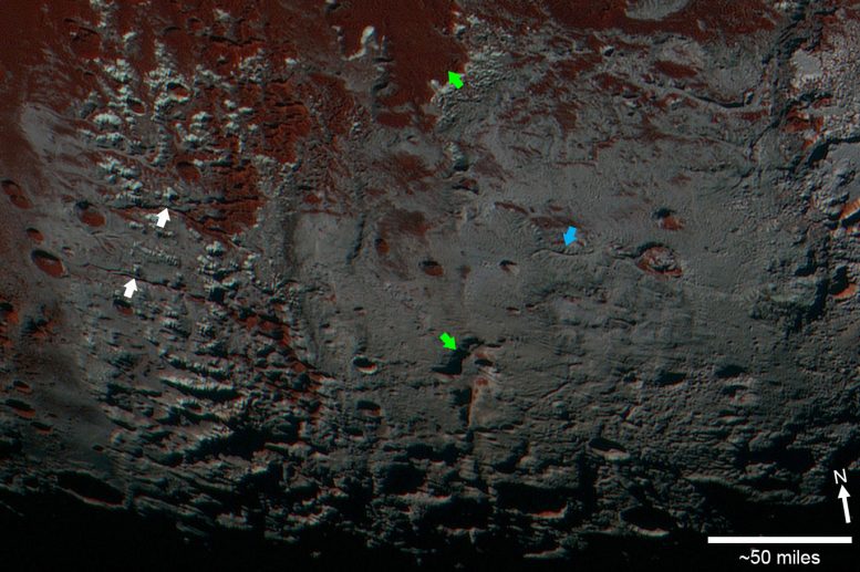 Pluto’s Methane Snowcaps on the Edge of Darkness