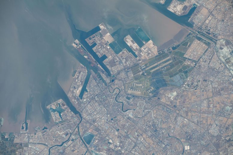 Port of Tianjin, China, on the Bohai Sea From Space